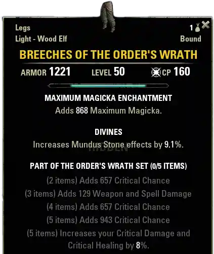 ESO Best Crafted Set - Orders Wrath